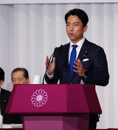 　自民党総裁選の所見発表演説会に臨む小泉進次郎元環境相（代表撮影）