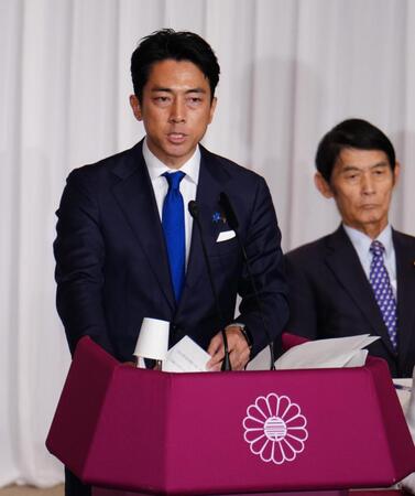 　自民党総裁選の所見発表演説会に臨む小泉進次郎元環境相（代表撮影）