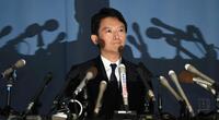 　兵庫県庁で記者会見する斎藤元彦知事。失職を選び、出直し選挙に出馬すると表明した