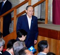 　自民党総裁選の投開票に臨む菅前首相