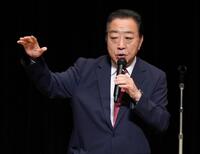 　新潟県上越市での個人演説会で発言する立憲民主党の野田代表