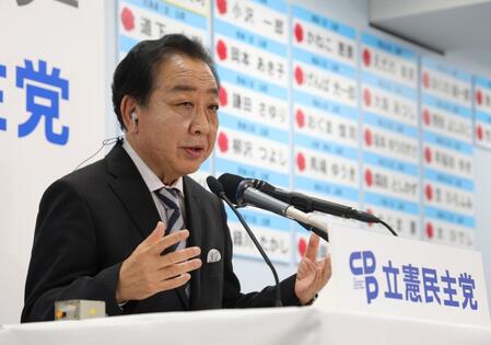 　取材に応じる立憲民主党・野田佳彦代表（撮影・金田祐二）