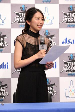 ＴＨＥ　ＳＥＣＯＮＤ優勝会見の司会を務めたフジテレビ・小室瑛莉子アナウンサー＝２０２４年５月