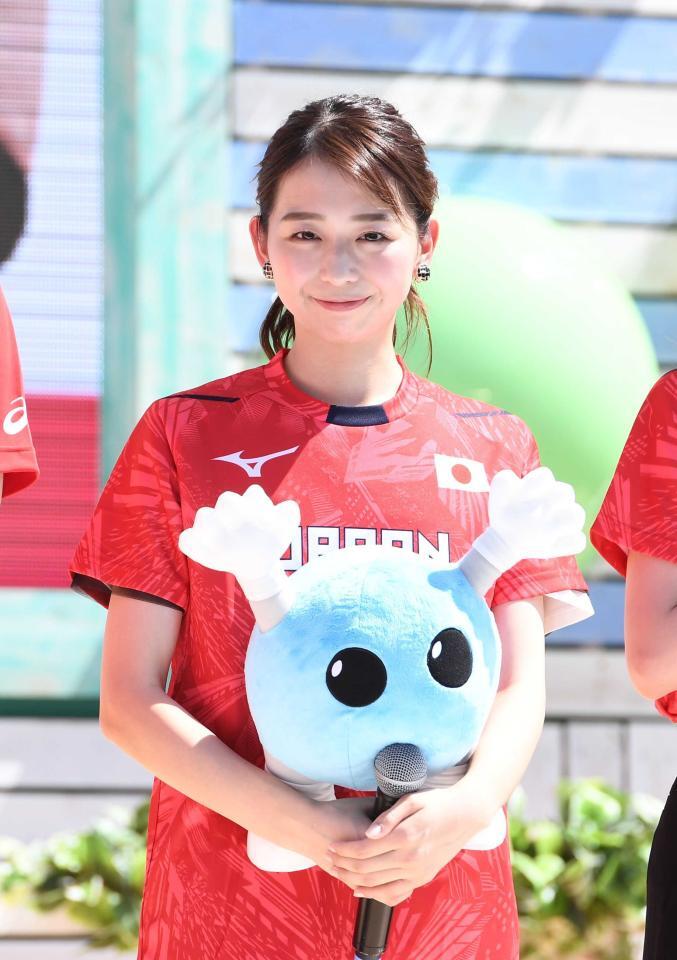 Ｗ杯バレー２０２３開幕５０日前イベントに出席したフジテレビ・小室アナ＝２０２３年７月