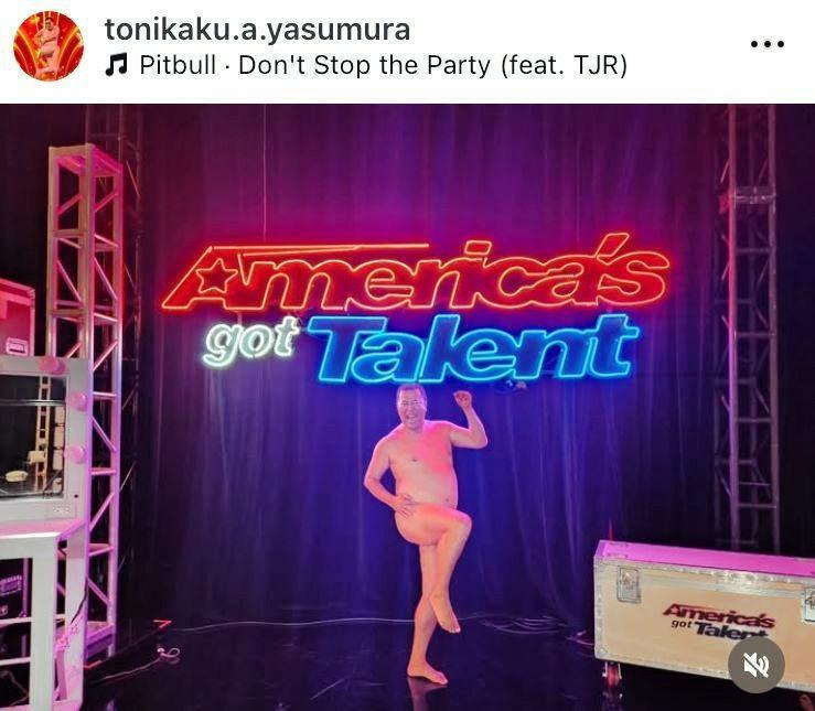 　アメリカズ・ゴット・タレントの出場と準々決勝敗退を報告した安村のインスタグラム＠ｔｏｎｉｋａｋｕ．ａ．ｙａｓｕｍｕｒａより