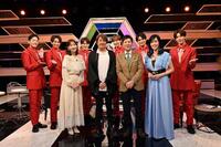 　12月５日放送のＢＳ-ＴＢＳ「ＭＵＳＩＣ　ＣＲＯＳＳ」に出演した（前列左から）柏木由紀、近藤真彦、関根勤、早見優、（後列）ＳＨＯＷ-ＷＡ