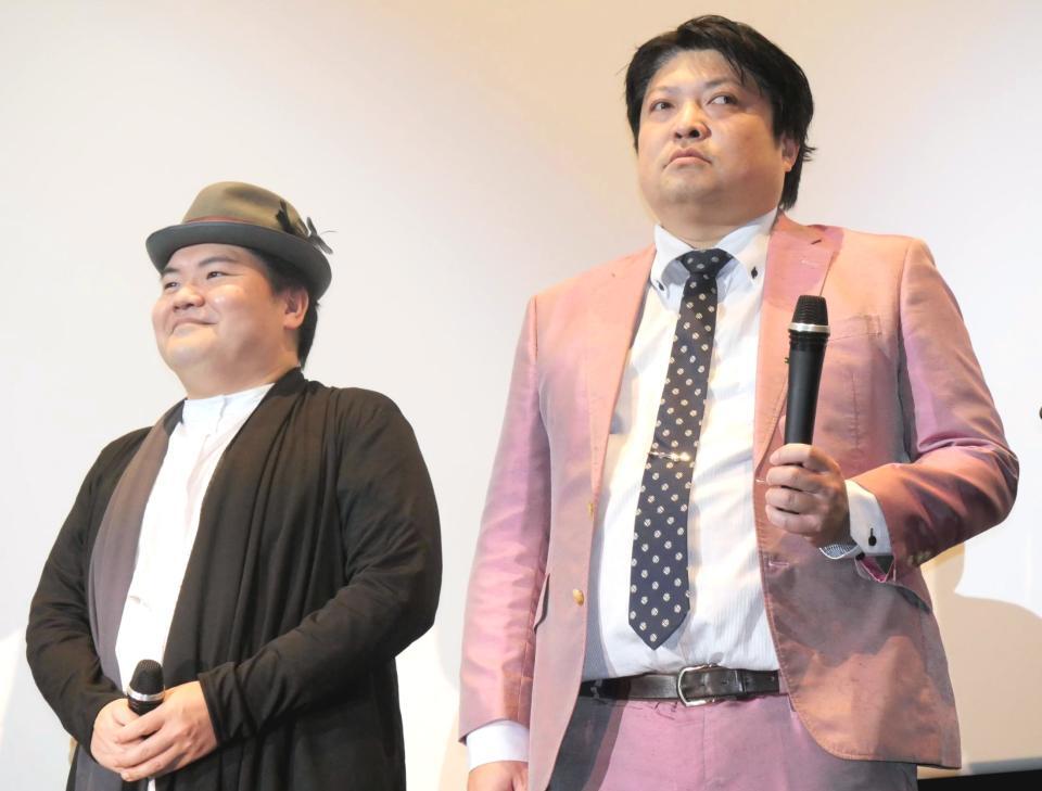 　イベントに出席したタモンズ・安部浩章（右）と作中で安部を演じた駒木根隆介