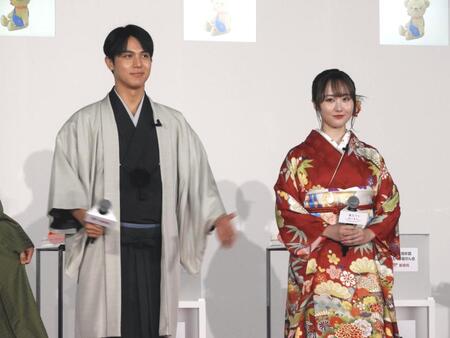 　久々にカメラ前で再会を果たした中川大志（左）と本田望結