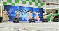 　ミニライブを披露するＳＴＵ４８の（左から）高雄さやか、中村舞、石田千穂、久留島優果、原田清花、曽川咲葵（撮影・開出牧）