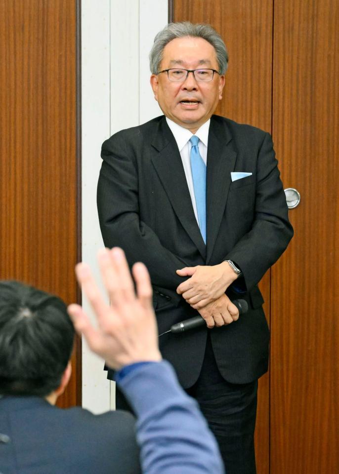 　フジテレビ副会長として取材に応じる民放連の遠藤龍之介会長