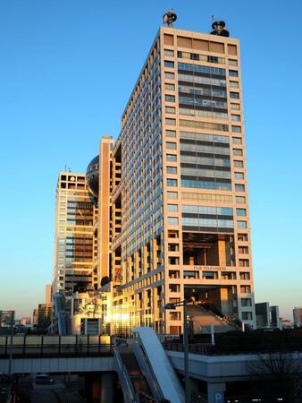 　会見が行われたフジＨＤ本社（撮影・西岡正）