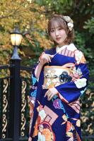 　晴れ着姿でほほえむ本田望結（撮影・金田祐二）