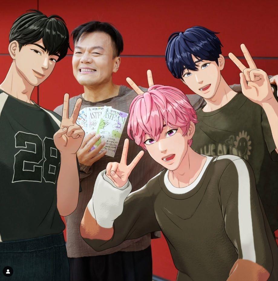 　Ｊ．Ｙ．　Ｐａｒｋ公式インスタグラム＠ａｓｉａｎｓｏｕｌ＿ｊｙｐより（左から）ハミン、Ｊ．Ｙ．　Ｐａｒｋ、バンビ、イェジュン