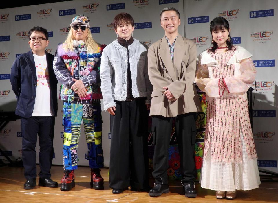 　（左から）天野ひろゆき、ＤＪ　ＫＯＯ、花村想太、大野雄大、大原櫻子
