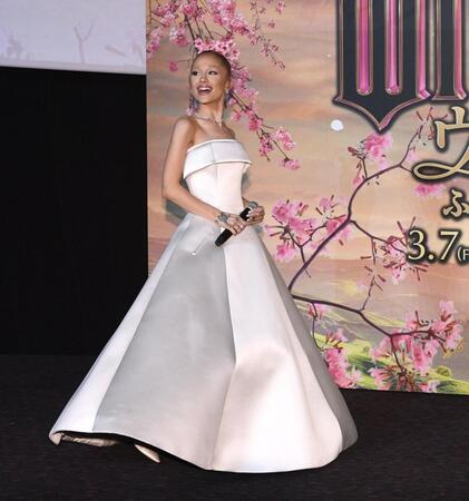 　ジャパンプレミアに登場したアリアナ・グランデ（撮影・佐々木彰尚）