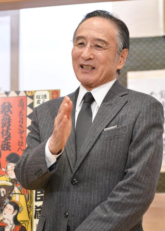 　舞台への意気込みを語る片岡仁左衛門（撮影・持木克友）