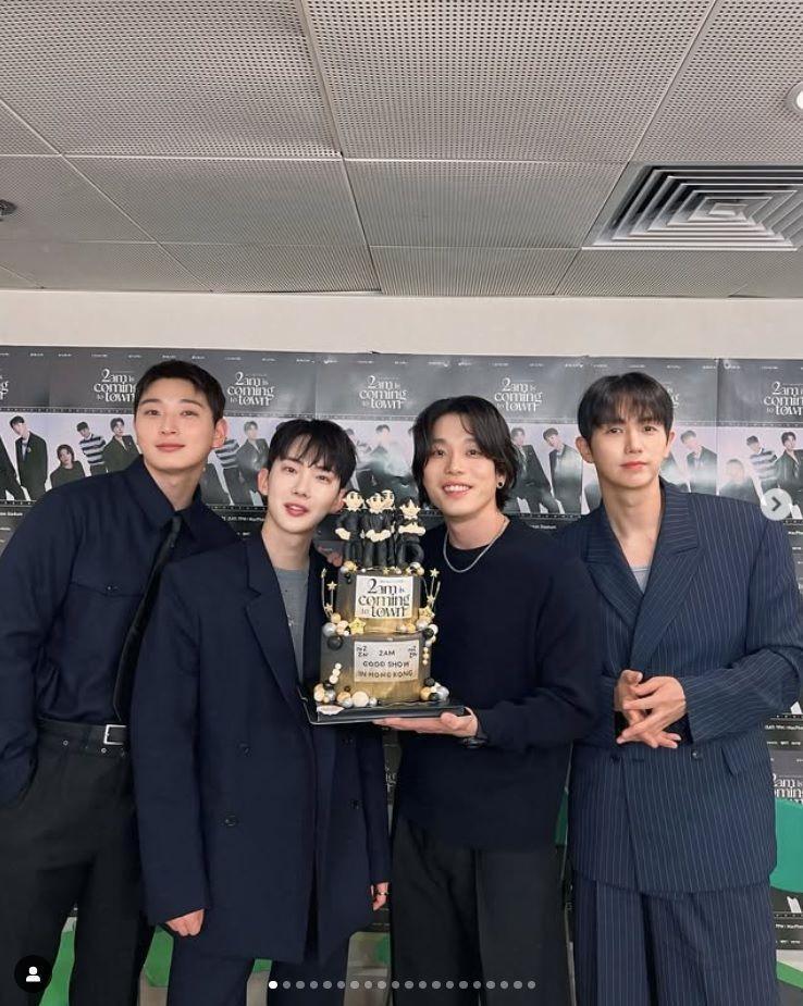 　チョグォンの公式インスタグラム＠ｋｗｏｎ＿ｊｏより　２５年２月に香港でイベントを開催した２ＡＭ（左から）ジヌン、チョグォン、チャンミン、スロン