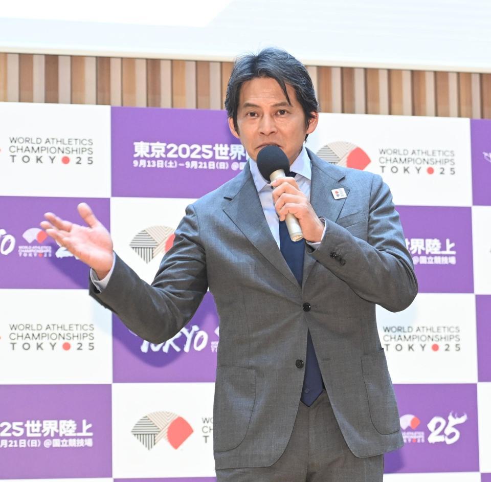 　イベントに登場した織田裕二（撮影・園田高夫）