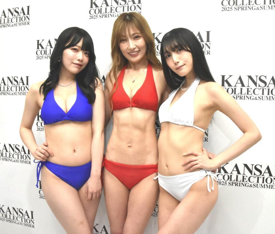 　美ボディーを披露した（左から）塩見きら、熊田曜子、村雨芙美