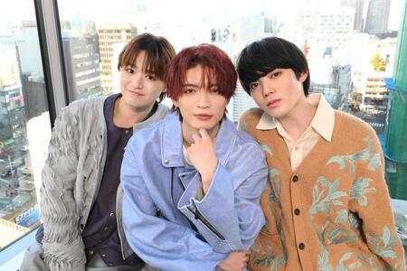 　三兄弟を演じる、原因は自分にある。の（左から）大倉空人、杢代和人、小泉光咲（撮影・堀内翔）
