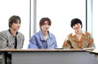 　三兄弟を演じる、原因は自分にある。の（左から）大倉空人、杢代和人、小泉光咲（撮影・堀内翔）