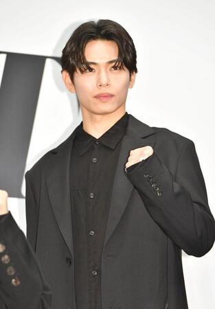 　制作発表記者会見に出席したＩＭＰ．影山拓也（撮影・持木克友）