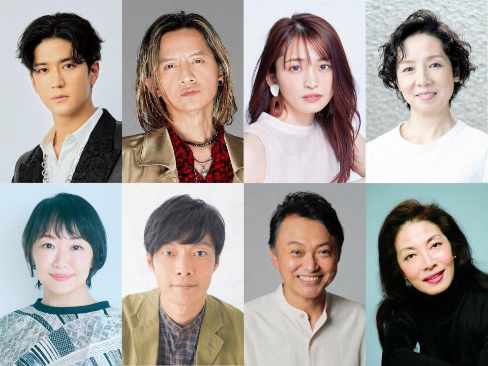 　（上段左から）中島裕翔、岡本健一、岡本玲、那須佐代子、（下段左から）松岡依都美、伊達暁、相島一之、麻実れい