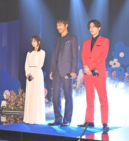 　ＤＲＡＭＡ　ＣＯＬＬＥＣＴＩＯＮ２０２５に登場した春の新ドラマ３番組主演の（左から）多部未華子、阿部寛、間宮祥太朗（撮影・持木克友）