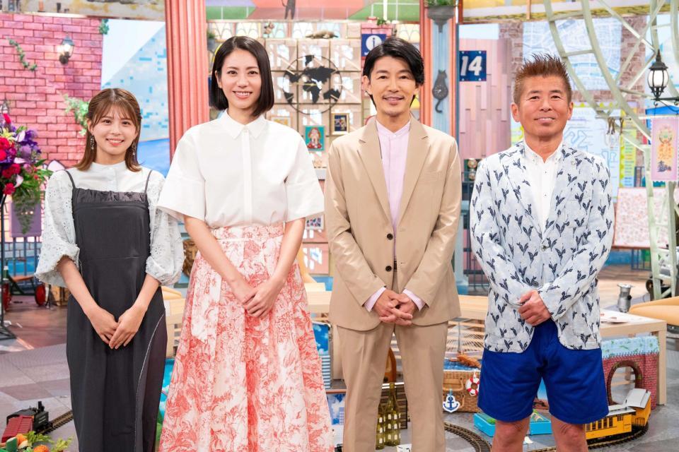 　（左から）大仁田美咲アナ、松下奈緒、藤木直人、勝俣州和（Ｃ）ＡＢＣテレビ