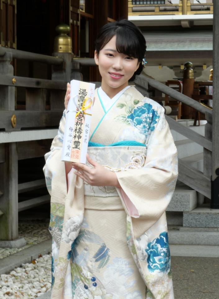 　湯島天満宮へお礼参り＆ヒット祈願に訪れた梅谷心愛