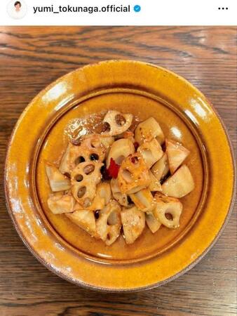 　「娘に大好評」だったという蓮根きんぴら。２月の徳永有美のインスタグラム＠ｙｕｍｉ＿ｔｏｋｕｎａｇａ．ｏｆｆｉｃｉａｌより