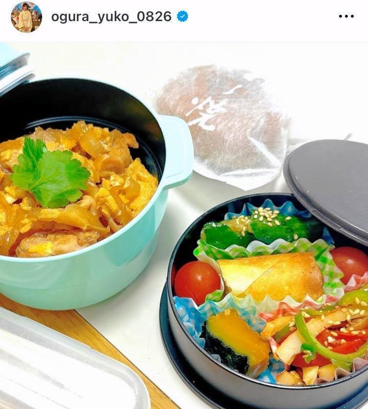 親子丼弁当。小倉優子のインスタグラム＠ｏｇｕｒａ＿ｙｕｋｏ＿０８２６より