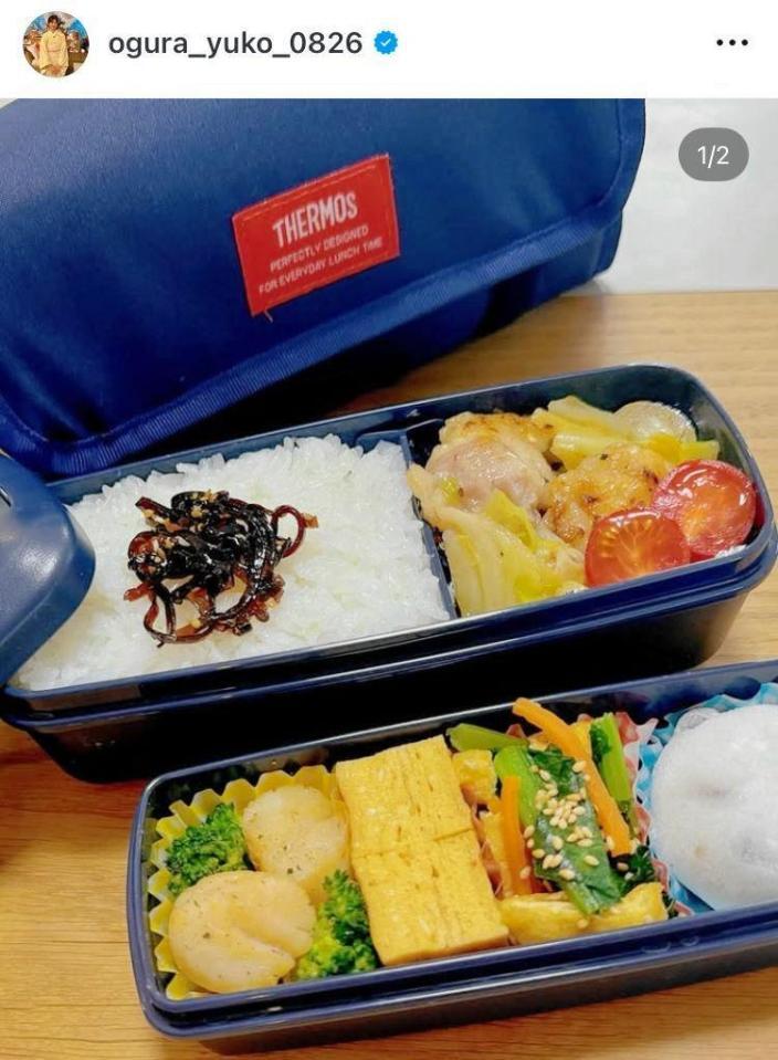 帆立のソテーに冷凍の塩豆大福。４月１０日付の小倉優子のインスタグラム＠ｏｇｕｒａ＿ｙｕｋｏ＿０８２６より