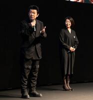 　三國連太郎さんへの思いを語った永瀬正敏（左）、羽田美智子＝ｐｈｏｔｏ　北原裕司