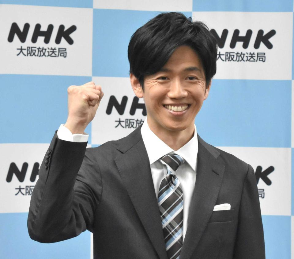 　意気込みを語ったＮＨＫ・三條雅幸アナウンサー