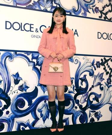 　「ドルチェ＆ガッバーナ　銀座　リニューアルオープンイベント」に登場した上坂樹里（撮影・堀内翔）