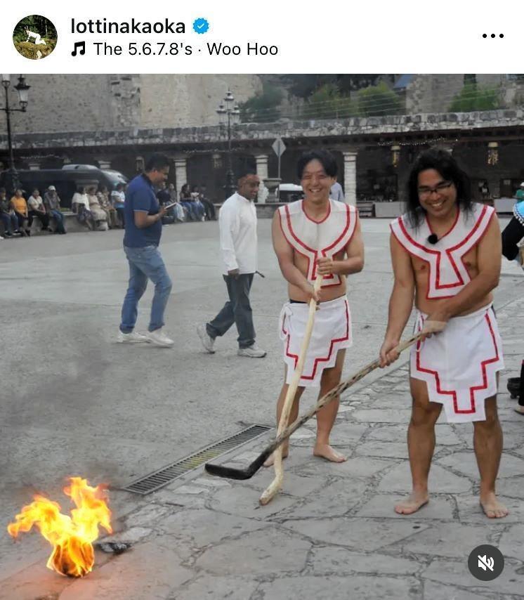 海外ロケは健在。メキシコではファイヤーホッケー。ロッチ中岡のインスタグラム＠ｌｏｔｔｉｎａｋａｏｋａより