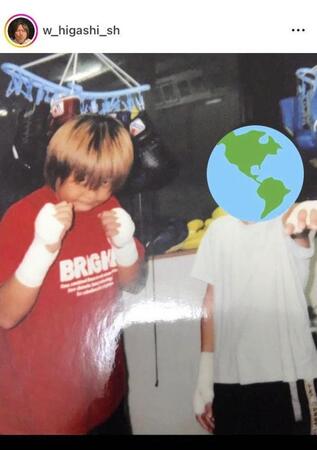 　幼少期はボクシングをしていたダブルヒガシ大東のインスタグラム＠ｗ＿ｈｉｇａｓｈｉ＿ｓｈより