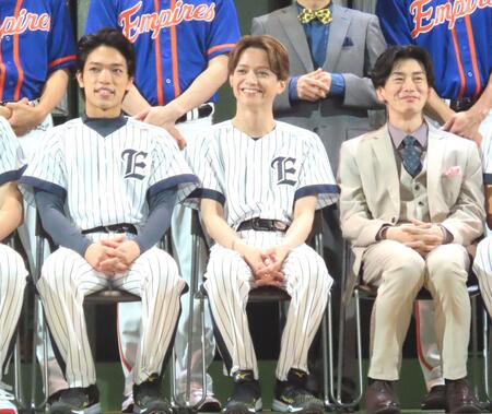 　舞台「Ｔａｋｅ　Ｍｅ　Ｏｕｔ」に出演する（左から）原嘉孝、三浦涼介、玉置玲央