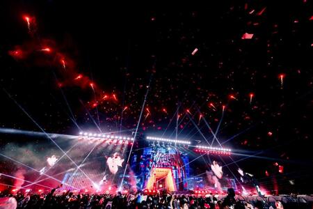 　日本では初のスタジアム公演で会場を熱狂の渦に巻き込んだＳｔｒａｙ　Ｋｉｄｓ（撮影：田中聖太郎）