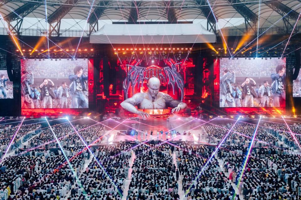 　日本では初のスタジアム公演で会場を熱狂の渦に巻き込んだＳｔｒａｙ　Ｋｉｄｓ（撮影：田中聖太郎）