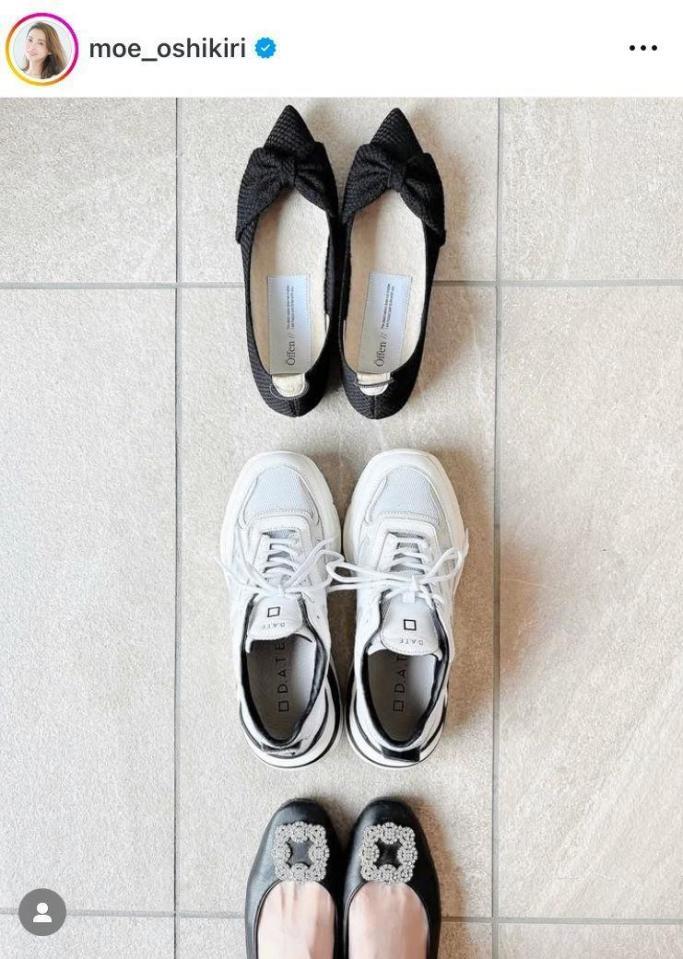 　一番下がＶＩＲＩＮＡの靴。押切もえのインスタグラム＠ｍｏｅ＿ｏｓｈｉｋｉｒｉより 