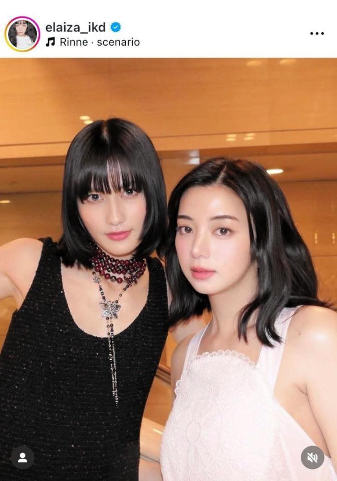 　映画で共演。白黒美女２ショット。池田エライザのインスタグラム＠ｅｌａｉｚａ＿ｉｋｄより