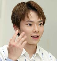 　インタビューに応じる林裕太（撮影・金田祐二）