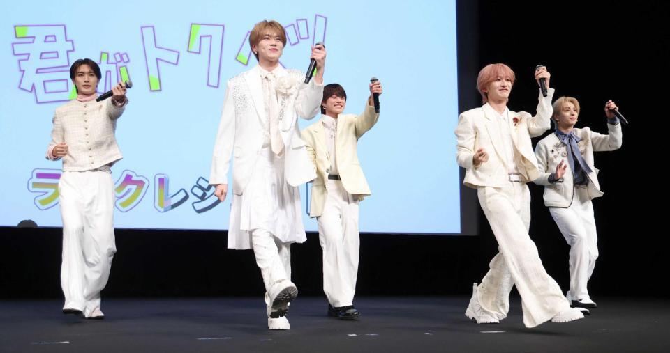 　ダンスを披露する（左から）山中柔太朗、大久保波留、大橋、ＮＡＯＹＡ、木村慧人