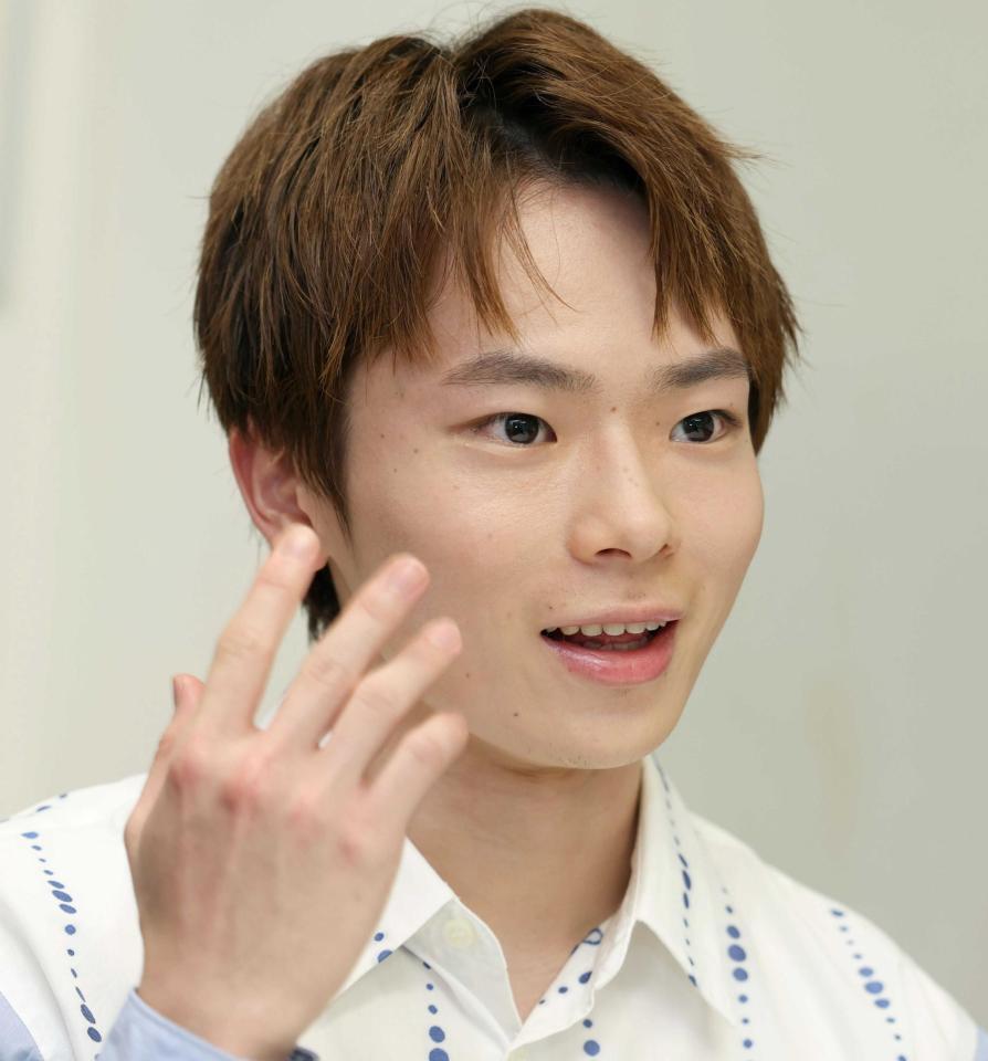 　インタビューに応じる林裕太（撮影・金田祐二）