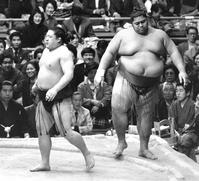 　春場所で十両・竹葉山（左）を下した小錦＝１９８４年３月２４日