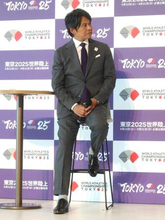 　世界陸上のイベントに登壇した織田裕二