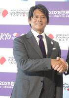 　世界陸上の会見に登壇した織田裕二