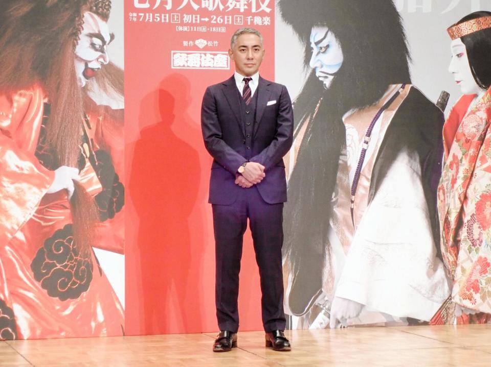 　「七月大歌舞伎」の取材会に出席した市川團十郎